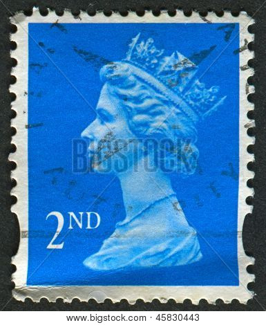 UK-เซอร์กา 1989:A แสตมป์ที่พิมพ์ในประเทศอังกฤษแสดงรูปของ Elizabeth II เป็นพระมหากษัตริย์รัฐธรรมนูญของ 16 