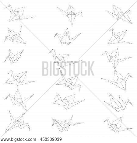 Set Origami Crane Vector &amp; Photo (Free Trial) | Bigstock