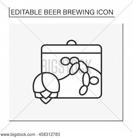 Fermenting Line Icon. Yeast Converts Glucose In Wort To Ethyl Alcohol. Beer Brewing Concept. Isolate