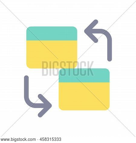 Intra Bank Transfer Flat Color Ui Icon. Same Bank Accounts Transaction. Credit And Payment Card. Sim