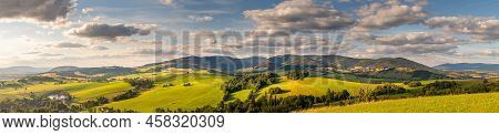 Panorama Landscape With Snieznik Mountains And Kralicky Sneznik Mountain Between The Czech Republic 