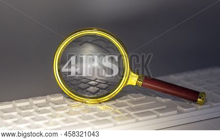 4ps Text On A Magnifier On A Keyboard, Business Concept