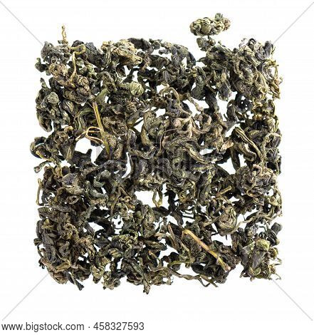 Dry Gynostemma Pentaphyllum Leaf Isolated On White Blackground. Jiaogulan Or Miracle Grass. Chinese 