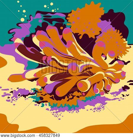 Sea Life Illustration In Extreme Bright Color