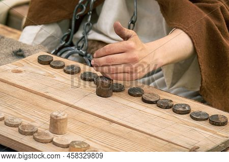 Ludus Latrunculorum, Or Latrunculi, Is An Ancient Roman Strategy Game. Reconstruction Of Board Games