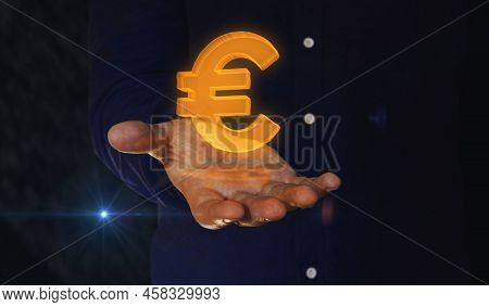 Euro Currency Icon And Eur Money Symbol Over Hand