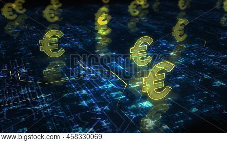 Euro Currency Icon And Eur Money Symbol Digital Concept 3D Illustration