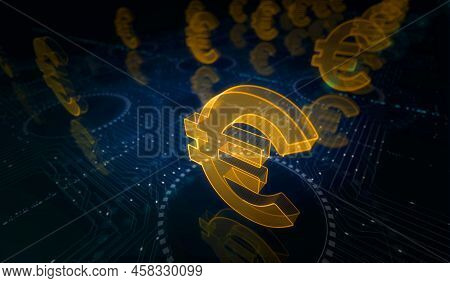Euro Currency Icon And Eur Money Symbol Digital Concept 3D Illustration