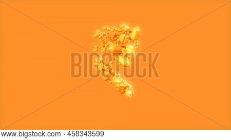 Rupee Sign On Orange Backdrop - Design Warm Stones Alphabet, Isolated - Object 3d Rendering