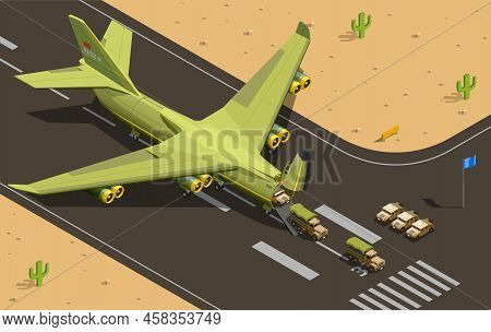 Airplanes Helicopters Isometric Composition With Military Non-combat Aircraft During Airmobile Inser