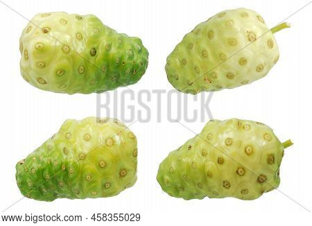 Noni Or Morinda Fruits Isolated On White