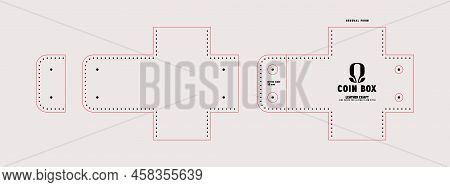 Leather Craft Sewing Pattern For Coin Box. Line Punch For Leather 5mm Pitch. Vector Illustration