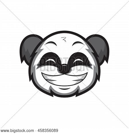 Smile Panda mascot logo design panda head vector illustration