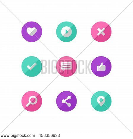 Flat Social Media Circle  Icons Set Collection.