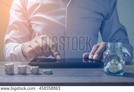 Online Banking Savings Concept, Online Investment Savings, Online Stock Investors, Internet Financia