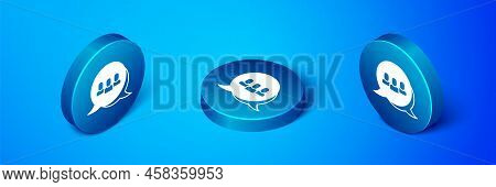 Isometric Project Team Base Icon Isolated On Blue Background. Business Analysis And Planning, Consul