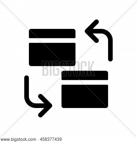 Intra Bank Transfer Black Glyph Ui Icon. Same Bank Accounts Transaction. User Interface Design. Silh
