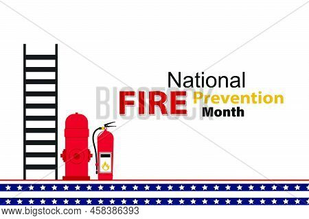 Illustration On The Theme Of National Fire Prevention Month. Prevention Emergency Plan With Copy Spa