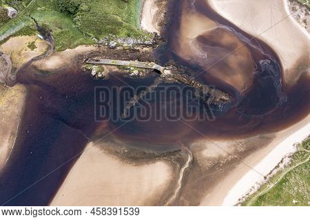 Aerial Of The Mouth Of The Fintragh River At Fintra Beach By Killybegs, County Donegal, Ireland