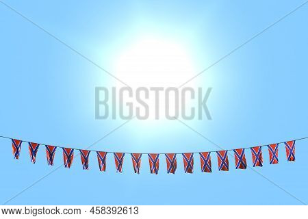 Wonderful Many Novorossia Flags Or Banners Hangs On Rope On Blue Sky Background - Any Feast Flag 3d 
