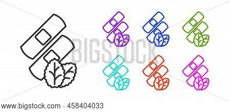 Black Line Medical Nicotine Patches Icon Isolated On White Background. Anti-tobacco Medical Plaster.
