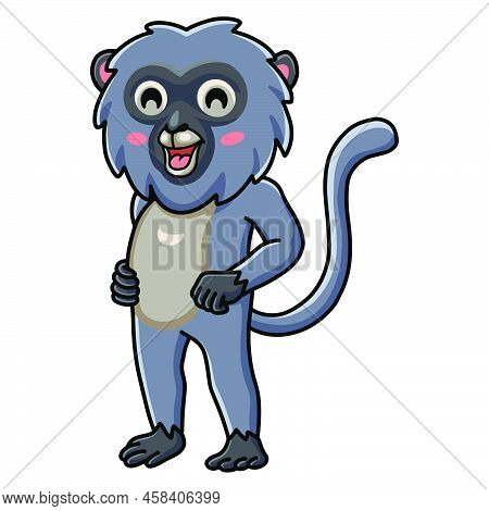 Vector Illustration Of Cute Dusky Leaf Monkey Cartoon Standing