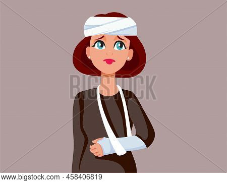 Woman Suffering Injuries After An Accident Vector Illustration