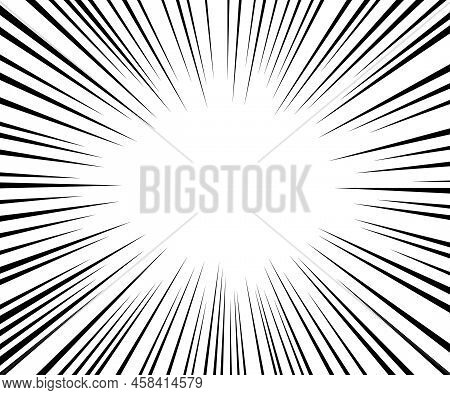 Manga Speed Burst Frame. Radial Anime Speed Lines. Crash Zoom Effect For Comic Book. Radial Lines Ov