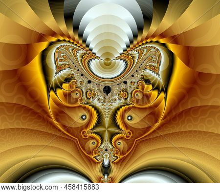 Computer Generated Abstract Colorful Fractal Artwork Imaging The Gold Wamp