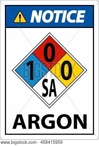 Nfpa Notice Argon 1-0-0-sa Sign On White Background