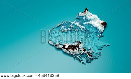 Topographic Cambodia Map Hypsometric Elevation Tint Spectral Shaded Relief Map 3d Illustration