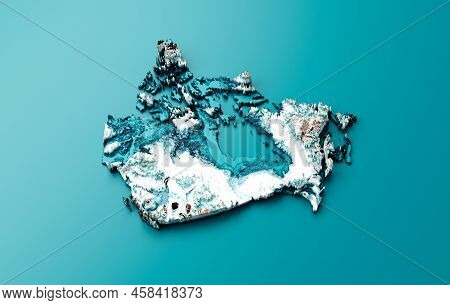 Topographic Canada Map Hypsometric Elevation Tint Spectral Shaded Relief Map 3d Illustration