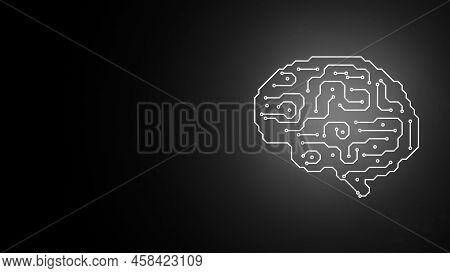 Technology Brain Background Concept. Digital Human Mind Like Computer Chip. Science, Ai, Network Ide