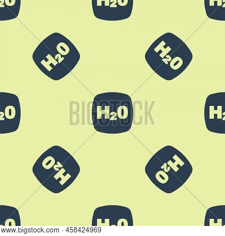 Blue Chemical Formula For Water Drops H2o Shaped Icon Isolated Seamless Pattern On Yellow Background