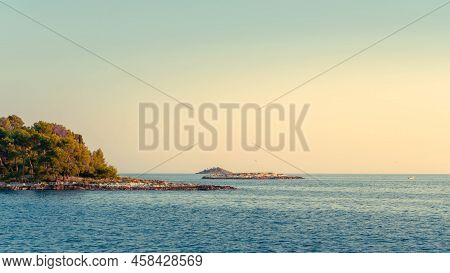 Islands On The Adriatic Sea In Croatia During Sunset