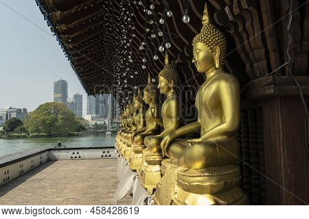 Colombo, Sri Lanka - July 1, 2022: Buddha Statues In Seema Malaka Temple