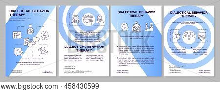 Dialectical Behavior Therapy Blue Brochure Template. Leaflet Design With Linear Icons. Editable 4 Ve