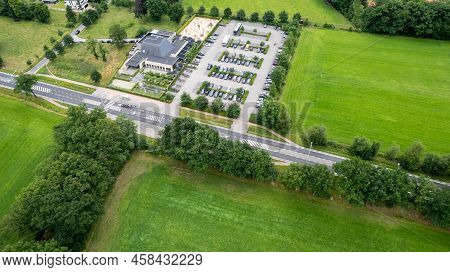 June 25th, 2022, Westmalle, Belgium, Aerial View Of The Trappistencafe, A Cafe Across The Brewery An