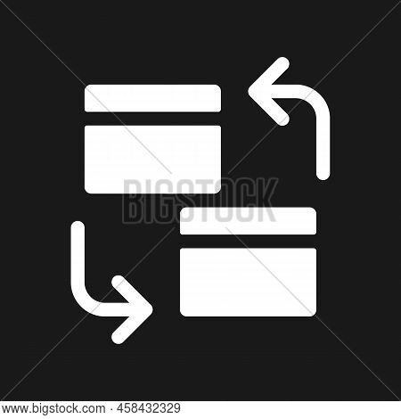 Intra Bank Transfer Dark Mode Glyph Ui Icon. Same Bank Accounts Transfer. User Interface Design. Whi