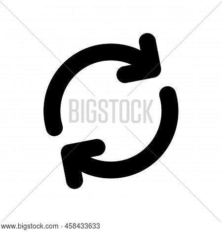 Synchronization Black Glyph Ui Icon. Rotating Arrows. Sync Process. User Interface Design. Silhouett
