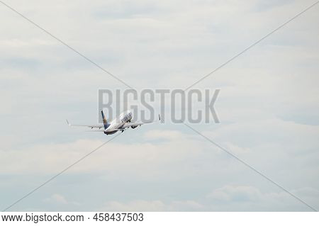 Ryanair Boeing 737-8as Takes Off From The Runway At Riga International Airport. Riga International A