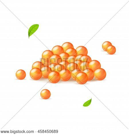 Realistic Detailed 3d Red Caviar Heap Seafood Russian Caviare Luxury Delicacy Concept. Vector Illust