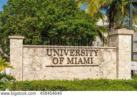 University Of Miami Entrance Sign And Trademark Logo.