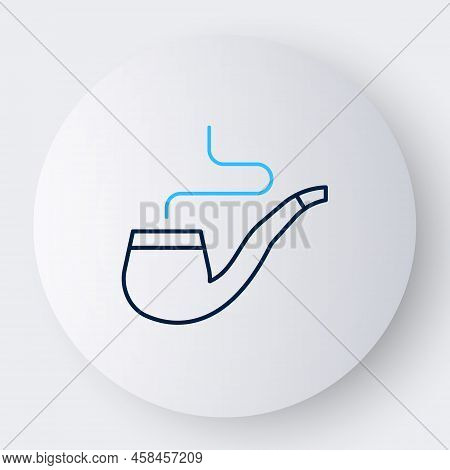 Line Smoking Pipe With Smoke Icon Isolated On White Background. Tobacco Pipe. Colorful Outline Conce