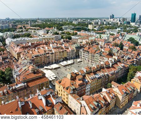 Aerial View Of Warsaw's Old Town Market Square, Which Was Completely Destroyed During The World War