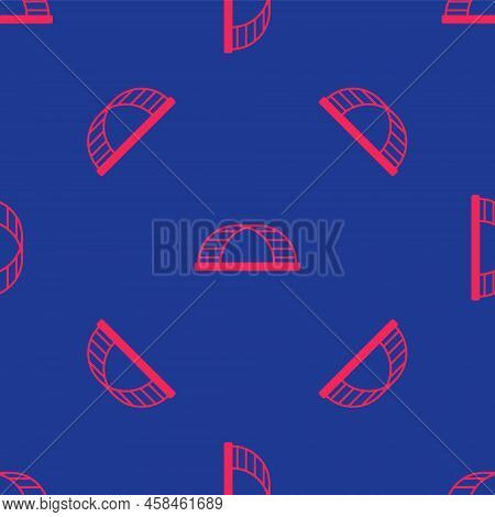 Red Monkey Bar Icon Isolated Seamless Pattern On Blue Background. Vector