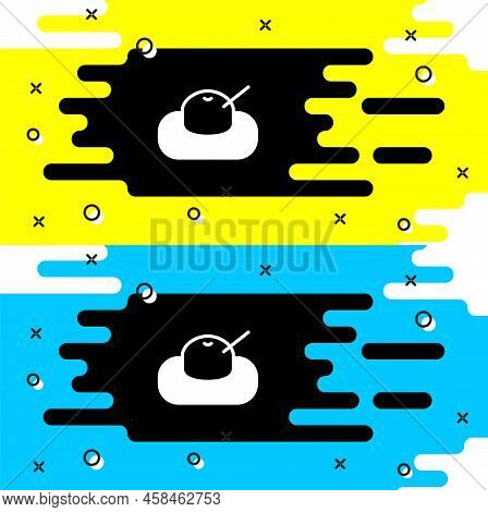 White Mochi Icon Isolated On Black Background. Japanese Traditional Weet Soft Dessert. Ball Of Rice 
