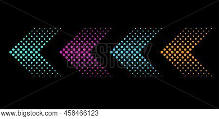 Halftone Arrows. Pixel Colorful Arrows. Vector Illustration. Stock Image.