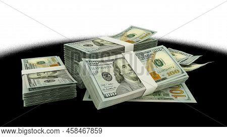 3d Stack Of Us Dollar Notes Isolated On Transparent Background, Png Transparency