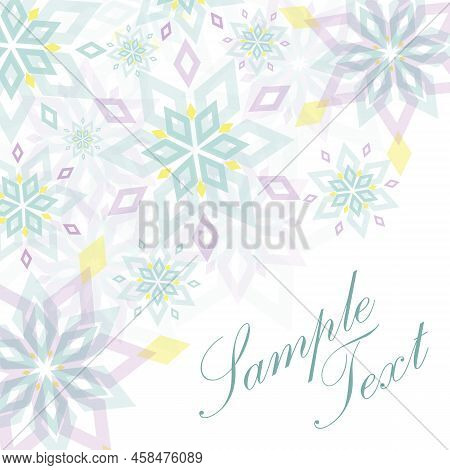 Colourful Crystal Snowflakes Isolated On White Vector Corner Frame Pattern Background
